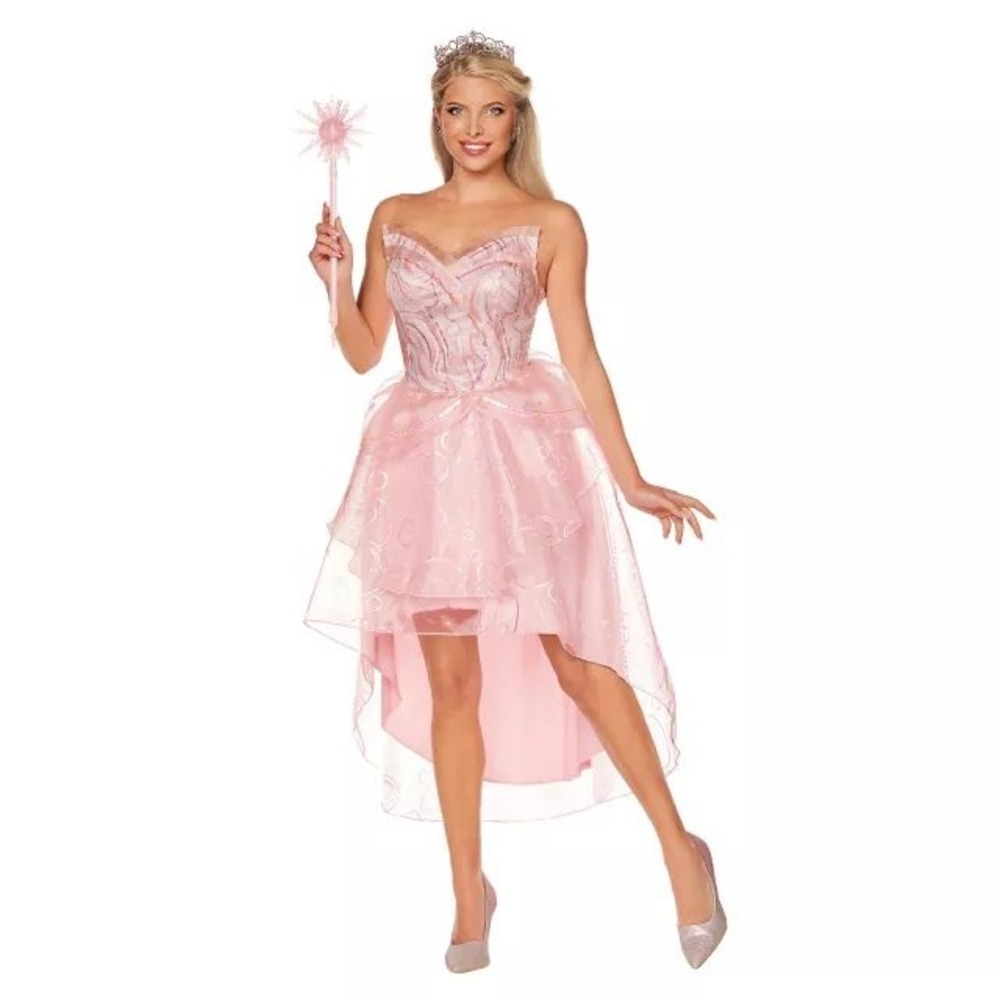 Wicked Universal Studios Glinda Costume Dress Pink Sequin High Low Womens Medium